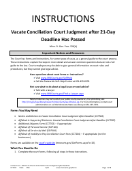 Form CCT505 Instructions - Vacate Conciliation Court Judgment After 21-day Deadline Has Passed - Minnesota
