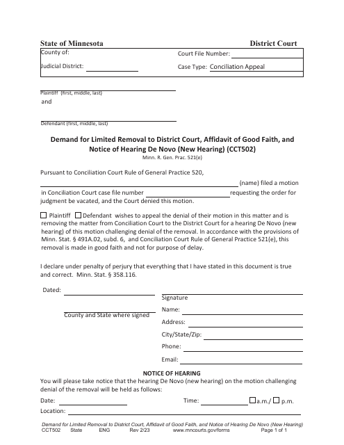 Form CCT502  Printable Pdf