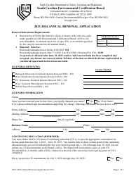 Operator Renewal Application - South Carolina