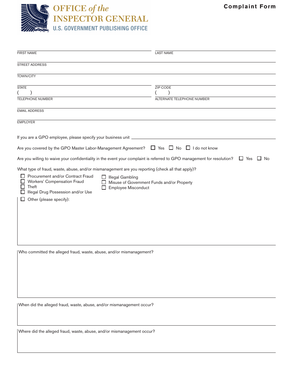 Complaint Form Fill Out, Sign Online and Download PDF Templateroller