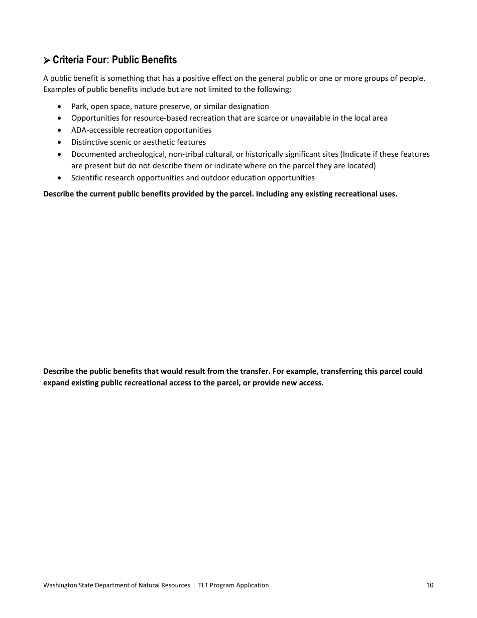 Trust Land Transfer Program Parcel Application - Washington, Page 11