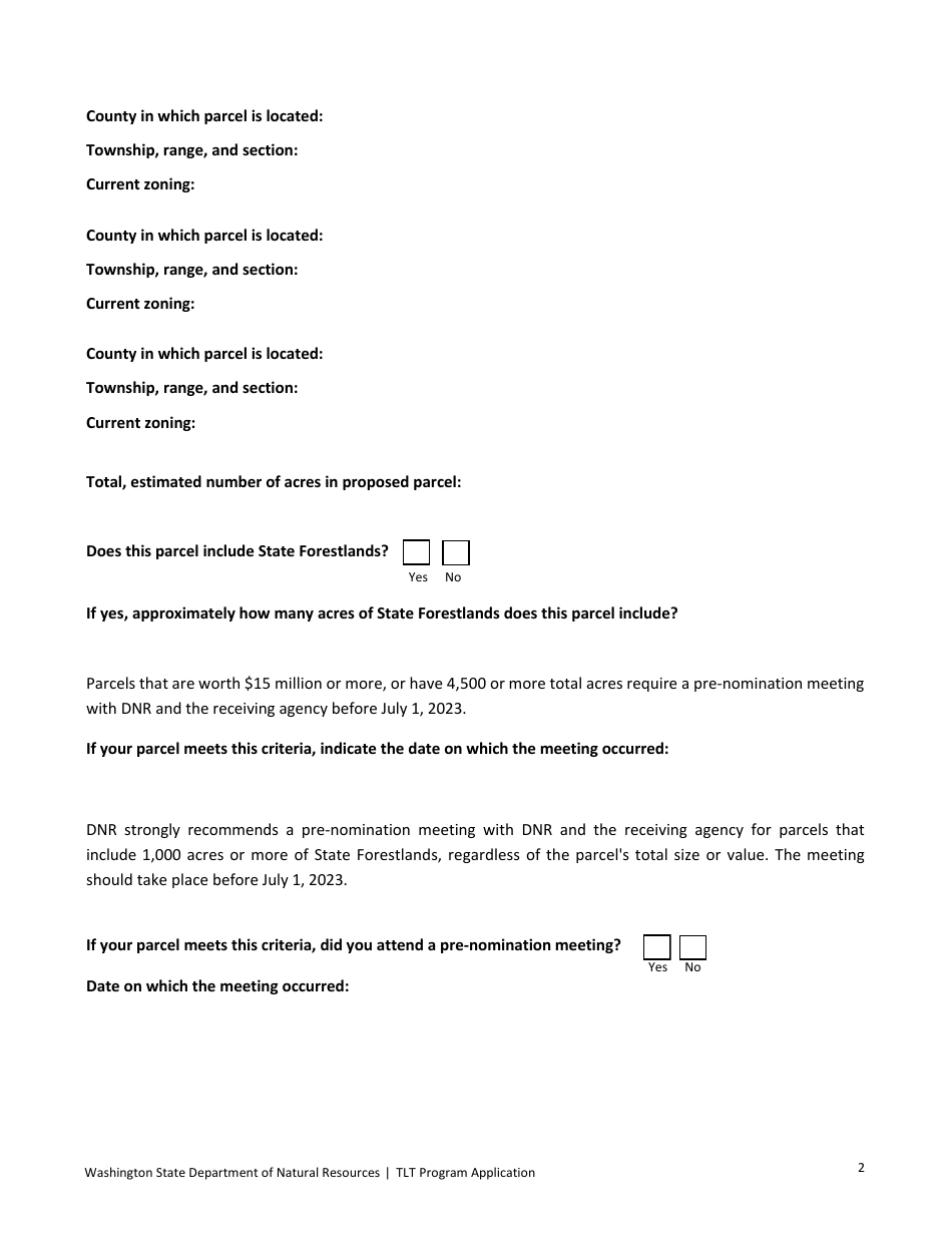 Trust Land Transfer Program Parcel Application - Washington, Page 3