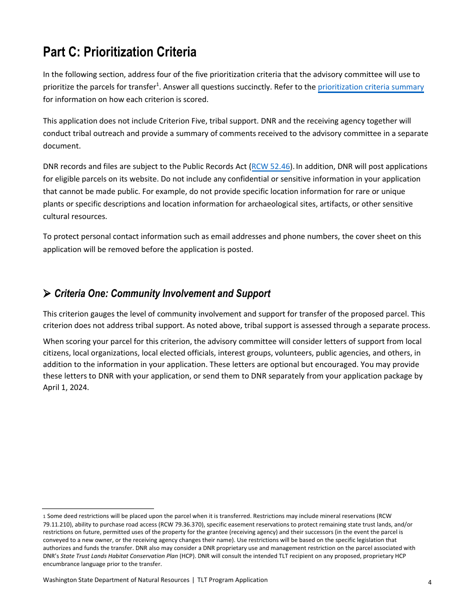 Trust Land Transfer Program Parcel Application - Washington, Page 5