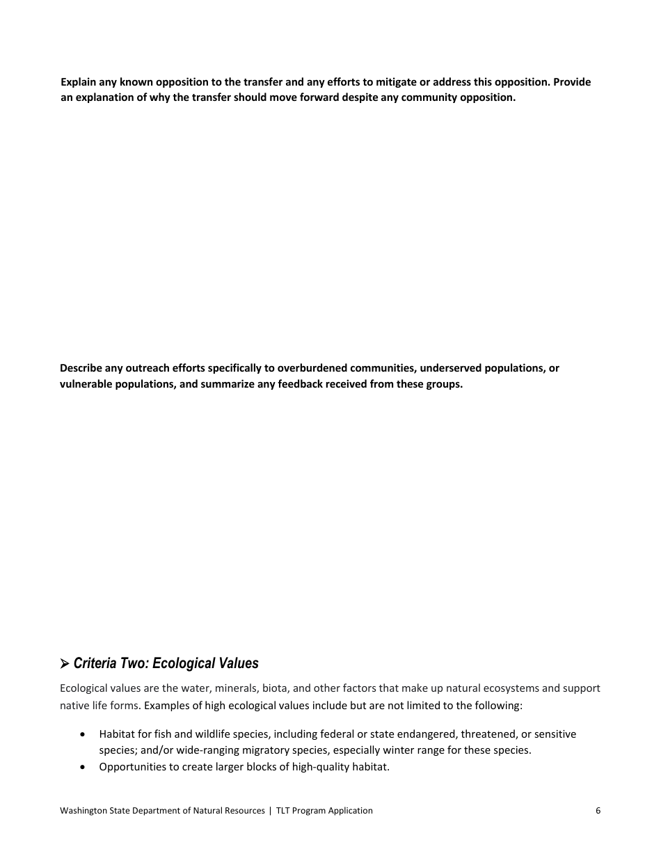 Trust Land Transfer Program Parcel Application - Washington, Page 7