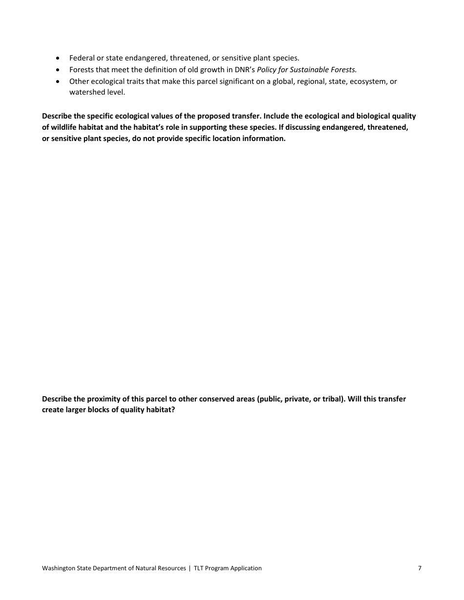 Trust Land Transfer Program Parcel Application - Washington, Page 8