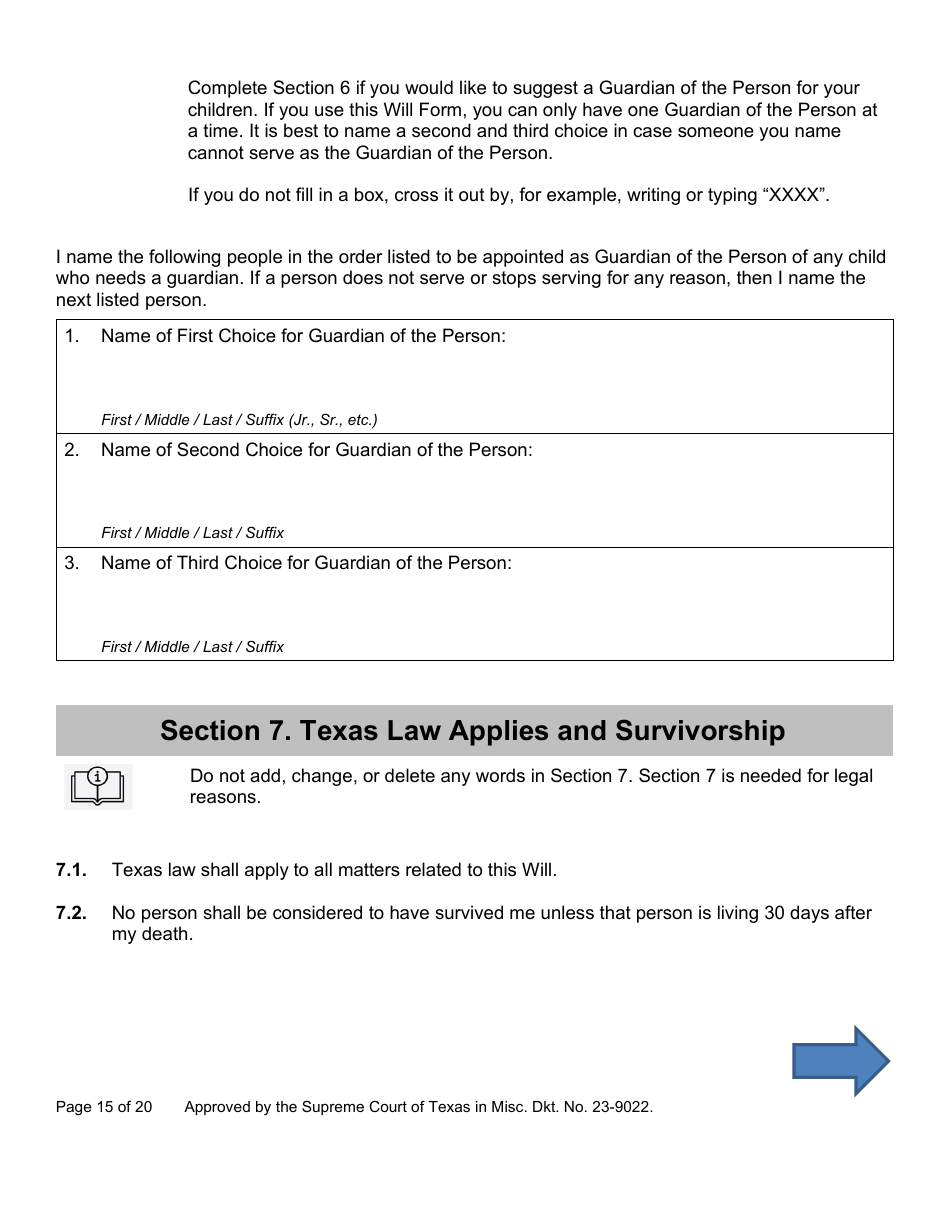 Will Form for a Married Person Who Has Children - Texas, Page 15