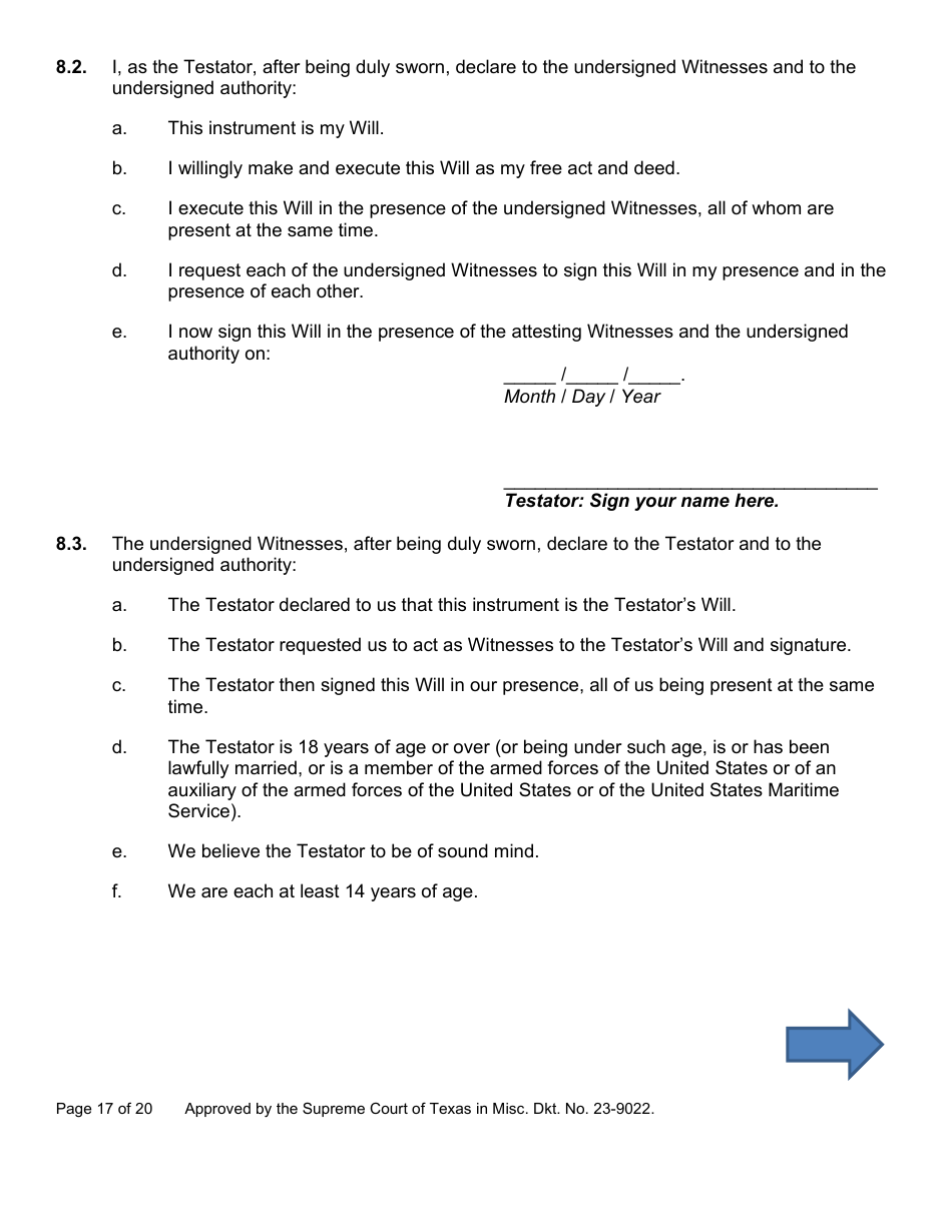 Will Form for a Married Person Who Has Children - Texas, Page 17