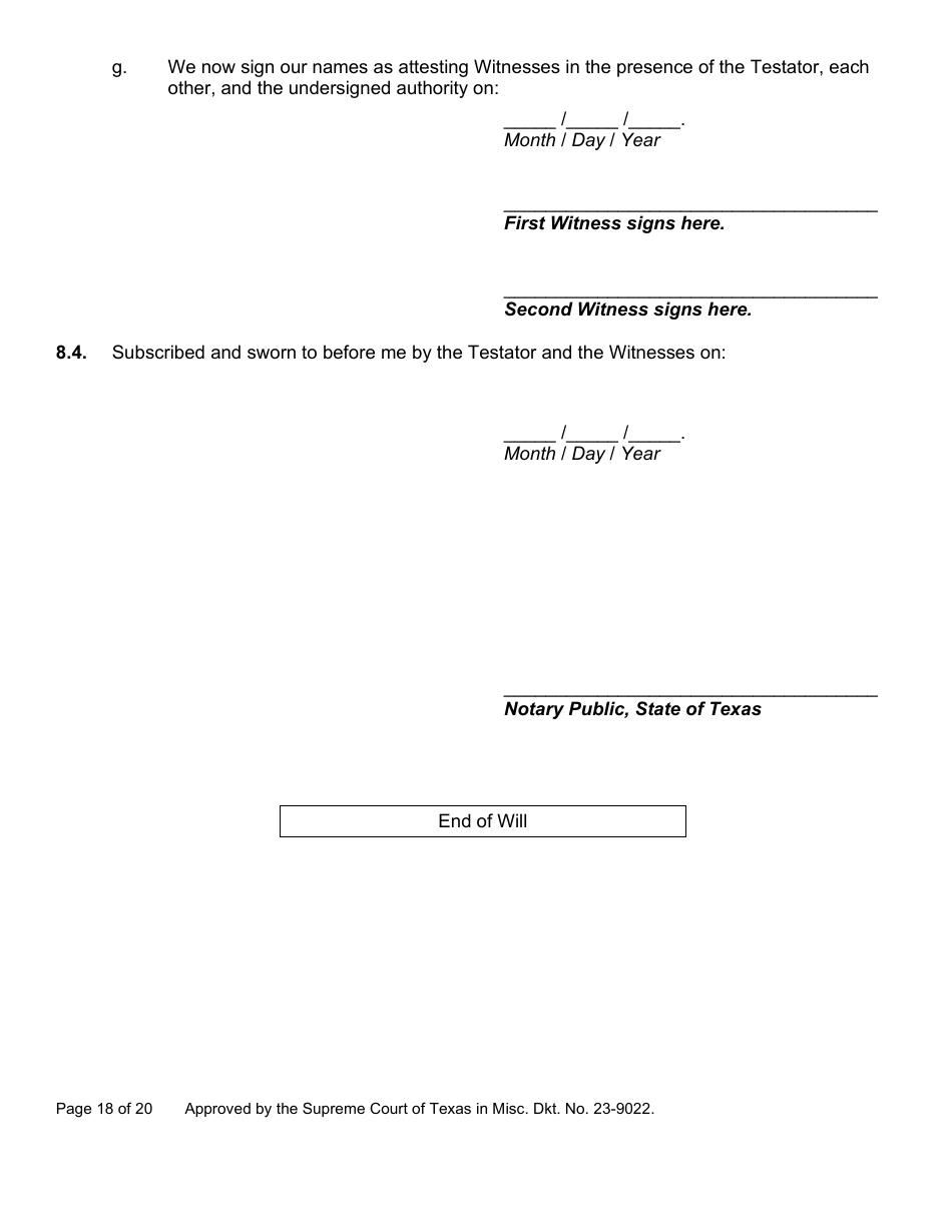 Will Form for a Married Person Who Has Children - Texas, Page 18