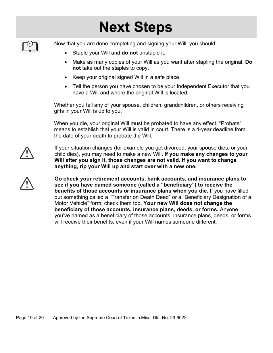 Will Form for a Married Person Who Has Children - Texas, Page 19