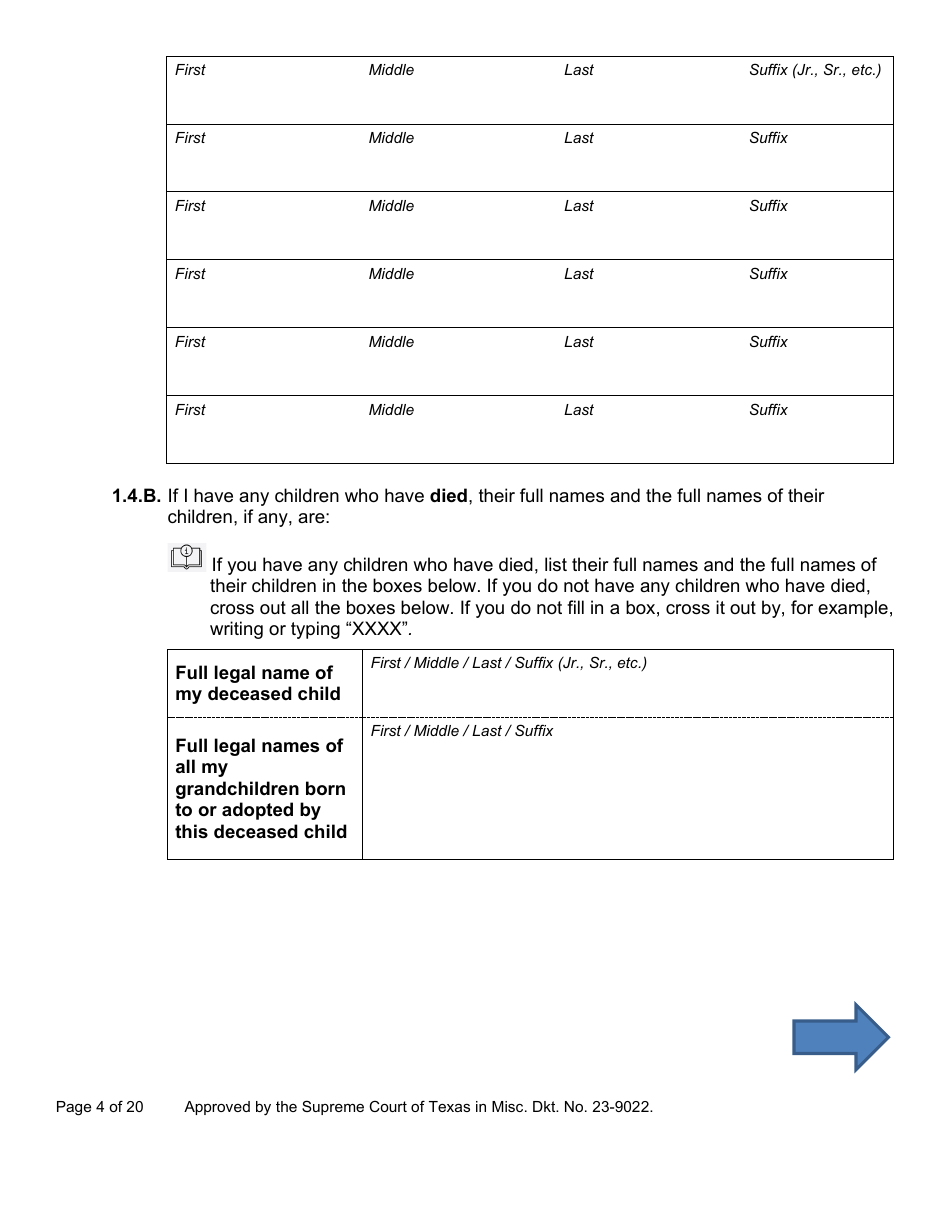 Will Form for a Married Person Who Has Children - Texas, Page 4