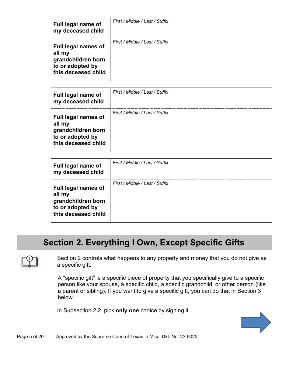Will Form for a Married Person Who Has Children - Texas, Page 5