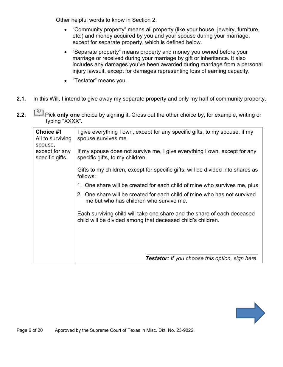 Will Form for a Married Person Who Has Children - Texas, Page 6