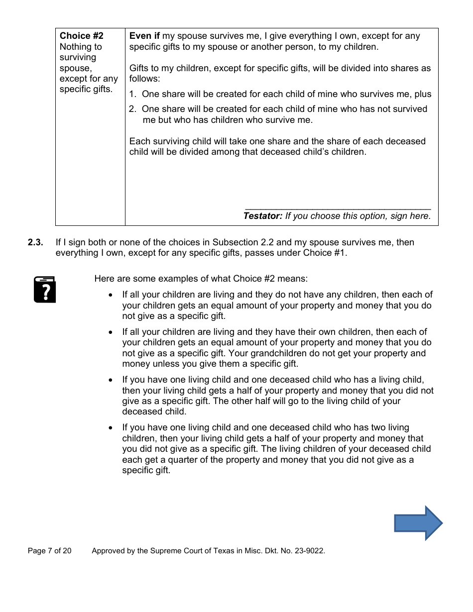 Will Form for a Married Person Who Has Children - Texas, Page 7