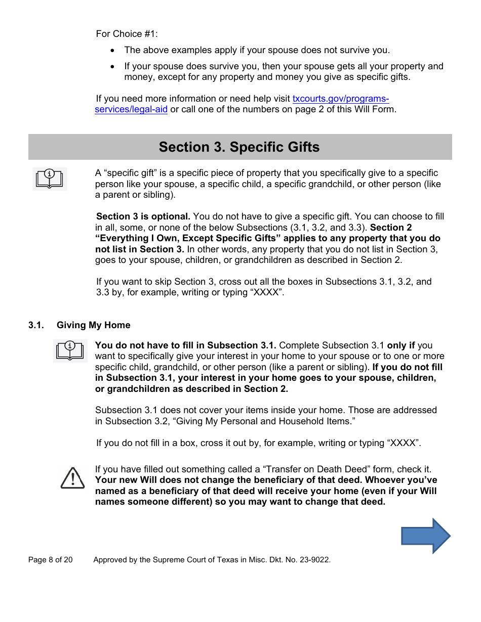 Will Form for a Married Person Who Has Children - Texas, Page 8