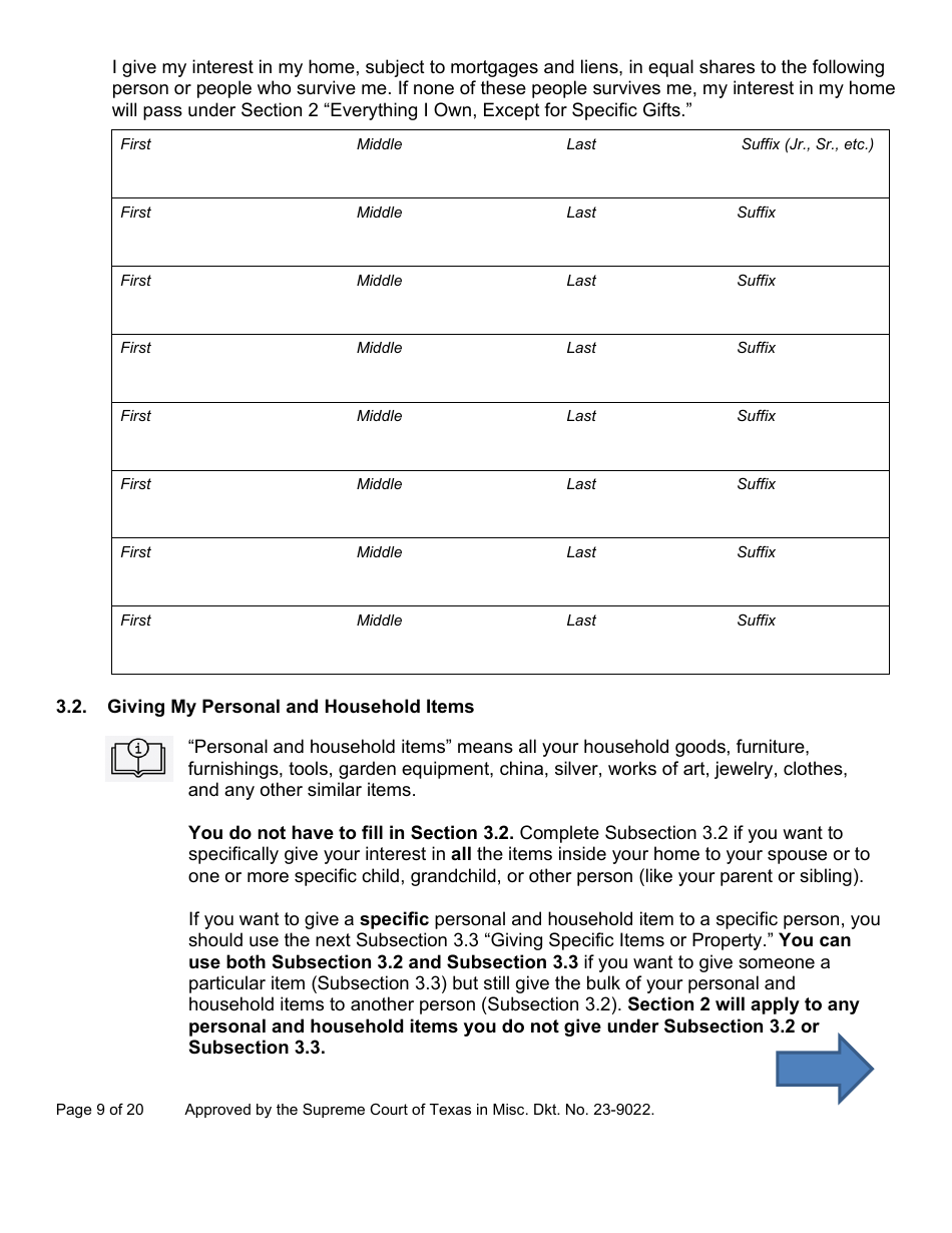 Will Form for a Married Person Who Has Children - Texas, Page 9