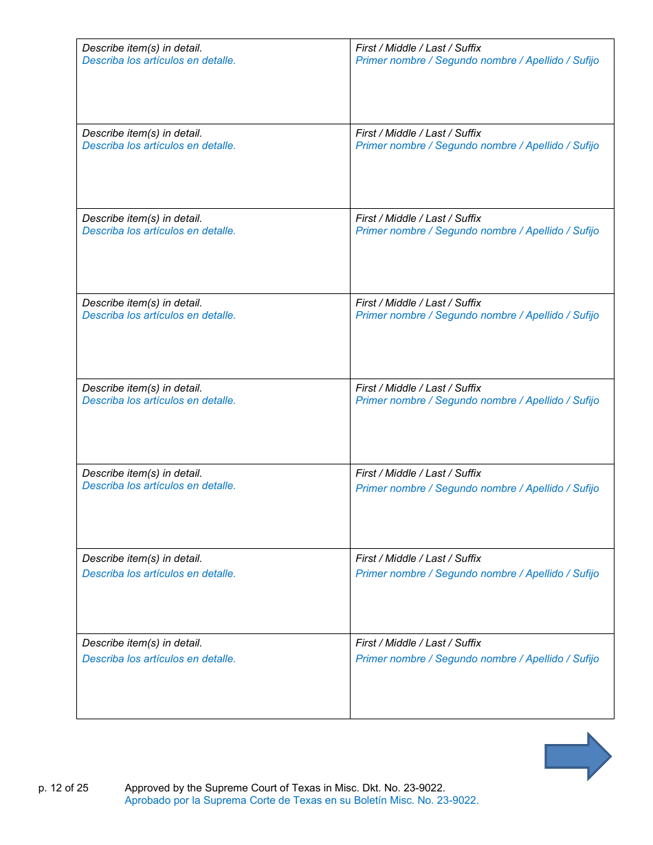 Will Form for a Person Who Is Single, Widowed, or Divorced and Does Not Have Children - Texas (English / Spanish), Page 12