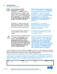 Will Form for a Person Who Is Single, Widowed, or Divorced and Does Not Have Children - Texas (English/Spanish), Page 7