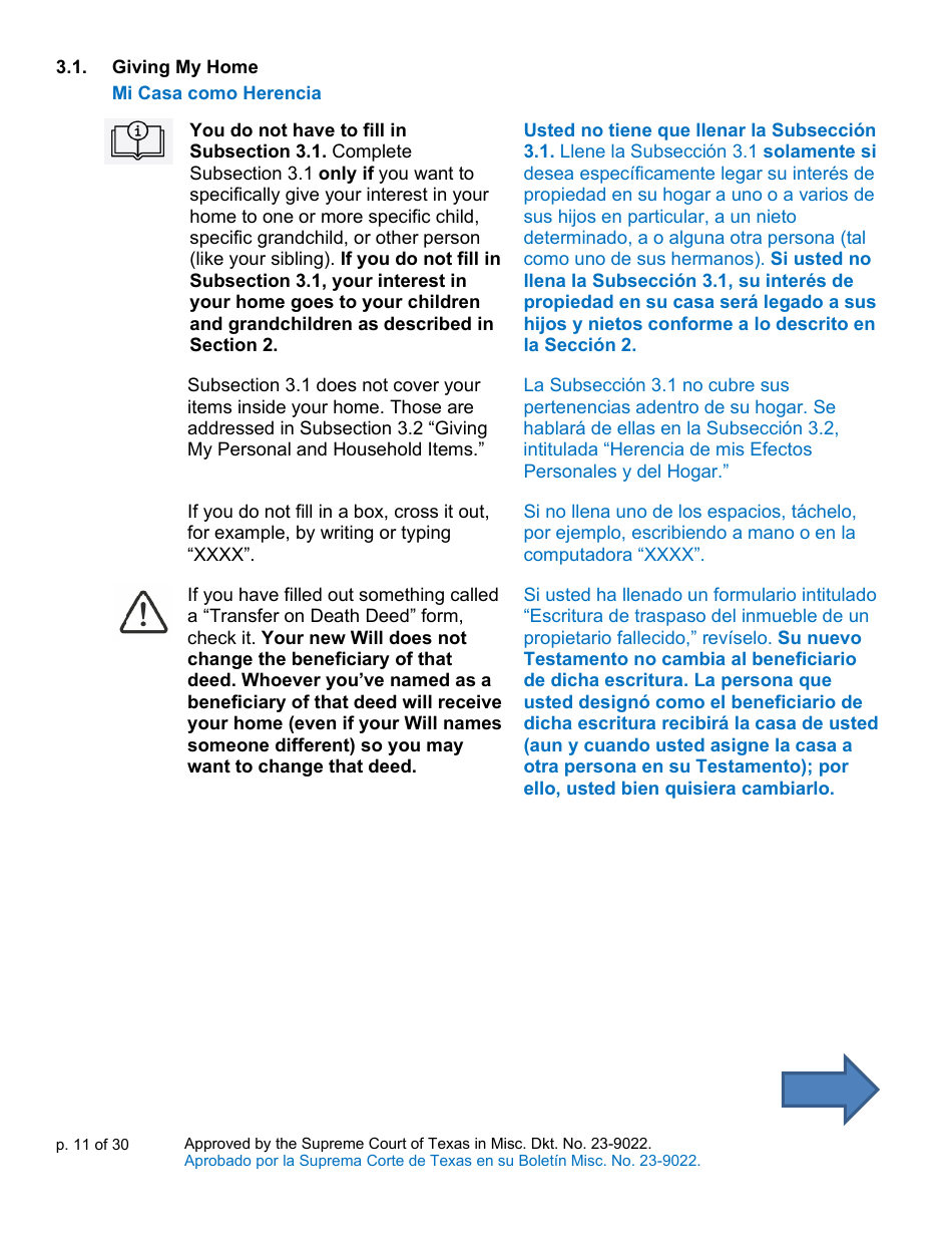Will Form for a Person Who Is Single, Widowed, or Divorced and Who Has Children - Texas (English / Spanish), Page 11