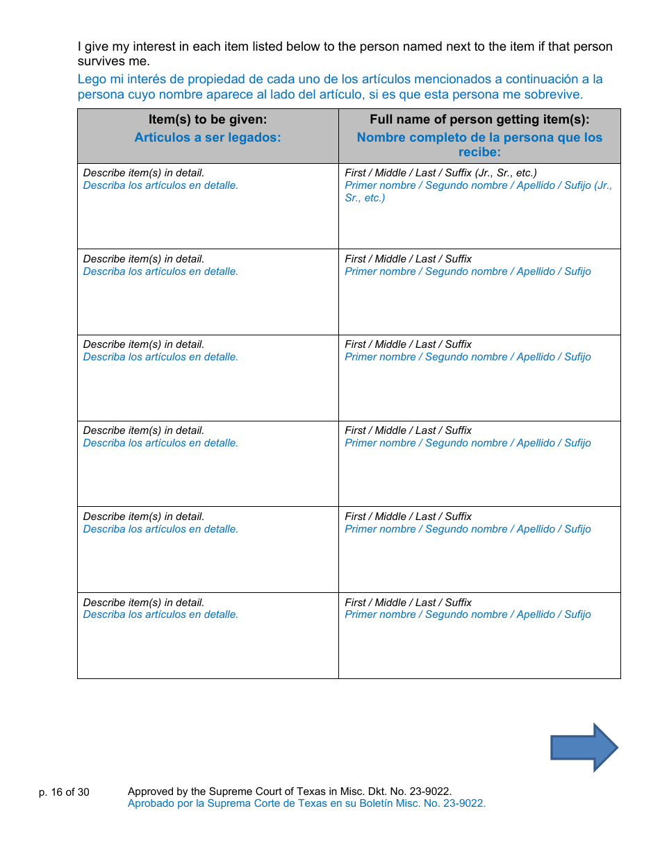 Will Form for a Person Who Is Single, Widowed, or Divorced and Who Has Children - Texas (English / Spanish), Page 16