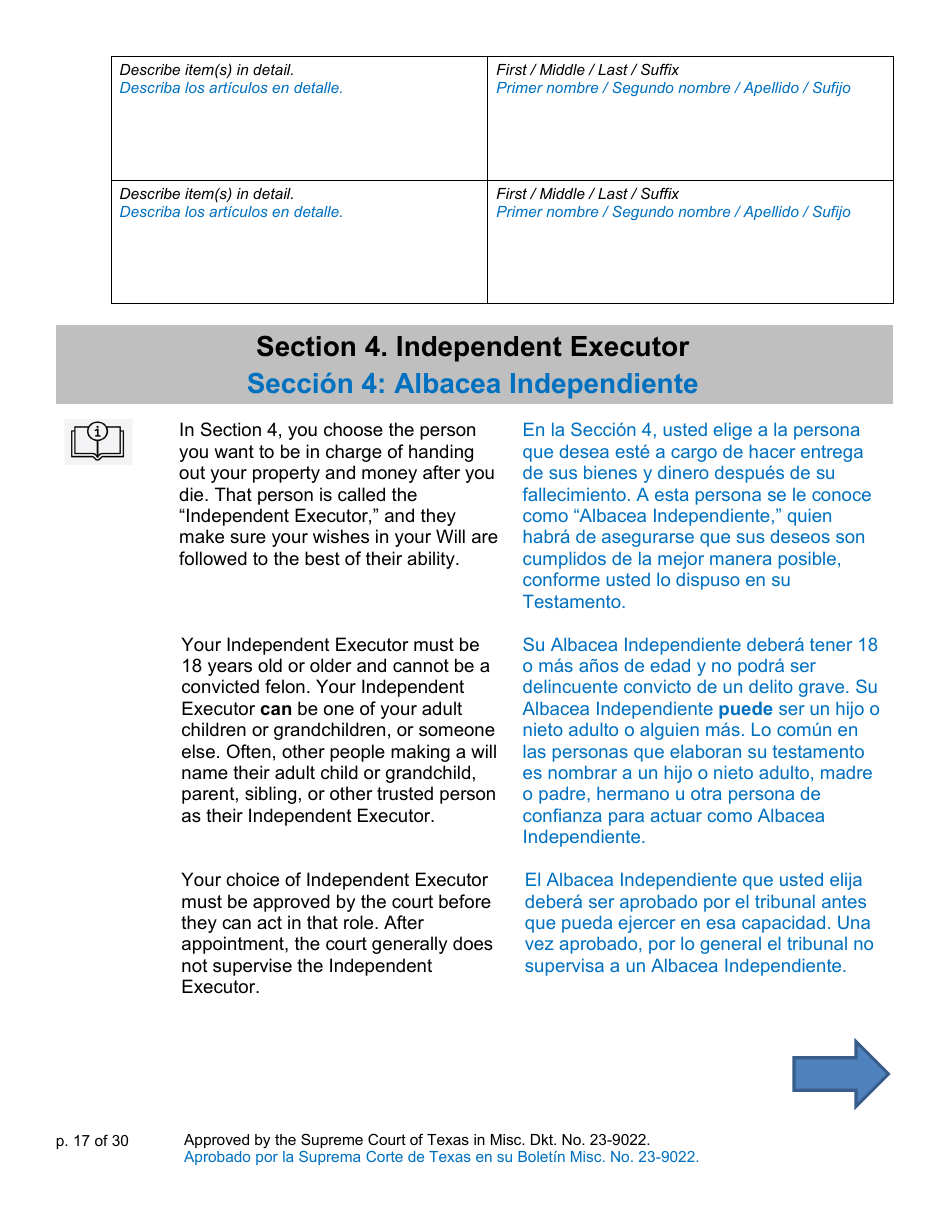 Will Form for a Person Who Is Single, Widowed, or Divorced and Who Has Children - Texas (English / Spanish), Page 17