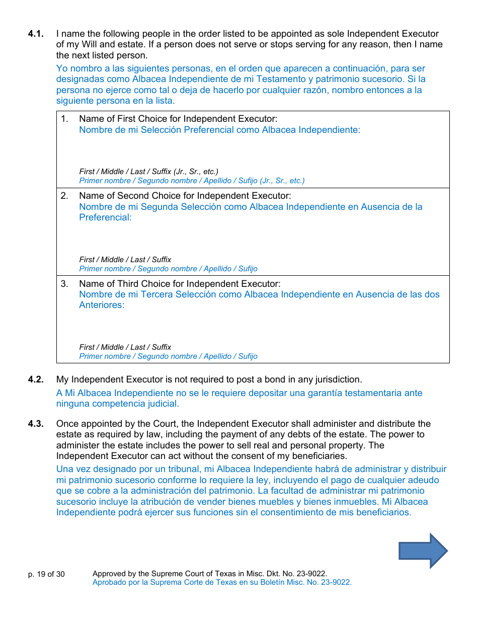 Will Form for a Person Who Is Single, Widowed, or Divorced and Who Has Children - Texas (English / Spanish), Page 19