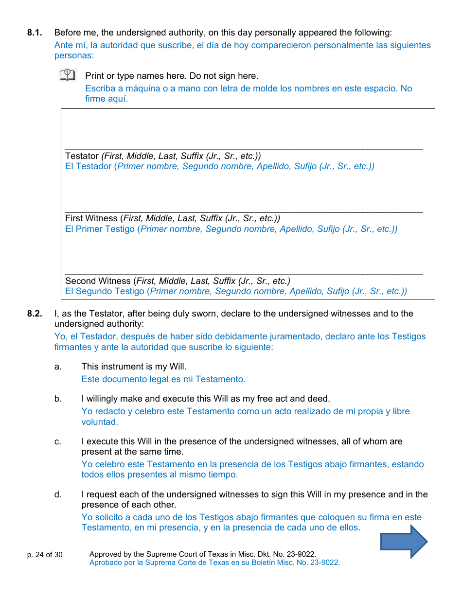 Will Form for a Person Who Is Single, Widowed, or Divorced and Who Has Children - Texas (English / Spanish), Page 24