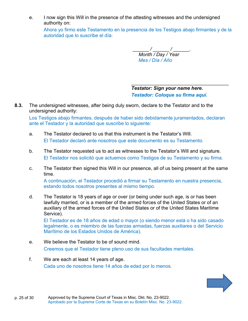 Will Form for a Person Who Is Single, Widowed, or Divorced and Who Has Children - Texas (English / Spanish), Page 25