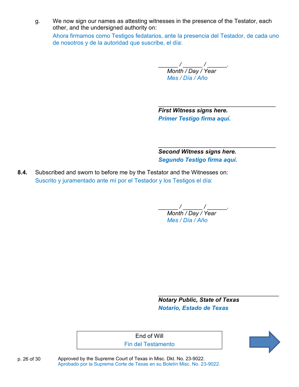 Will Form for a Person Who Is Single, Widowed, or Divorced and Who Has Children - Texas (English / Spanish), Page 26
