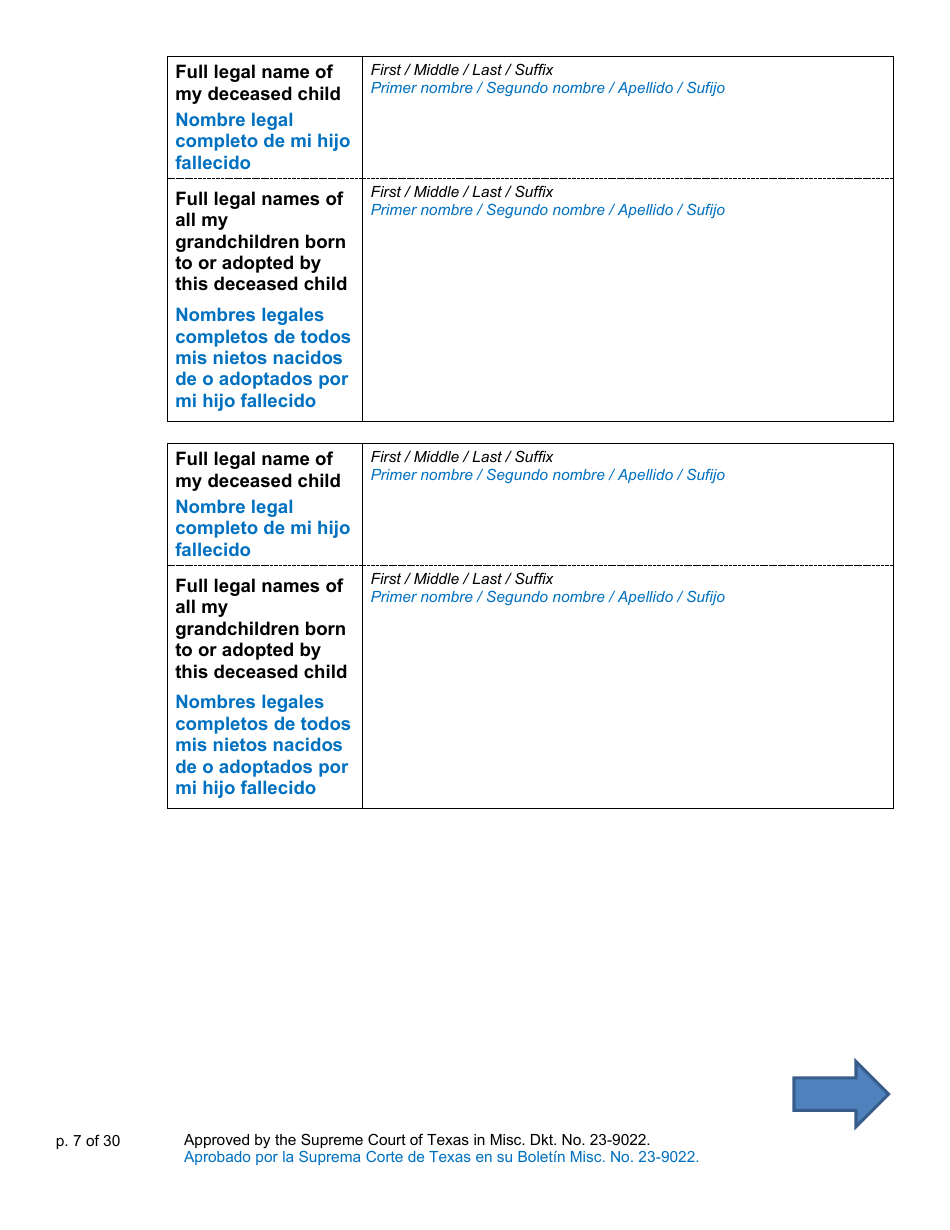 Will Form for a Person Who Is Single, Widowed, or Divorced and Who Has Children - Texas (English / Spanish), Page 7