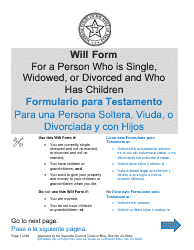 Document preview: Will Form for a Person Who Is Single, Widowed, or Divorced and Who Has Children - Texas (English/Spanish)