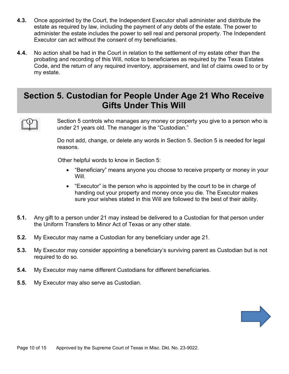 Will Form for a Person Who Is Single, Widowed, or Divorced and Does Not Have Children - Texas, Page 10