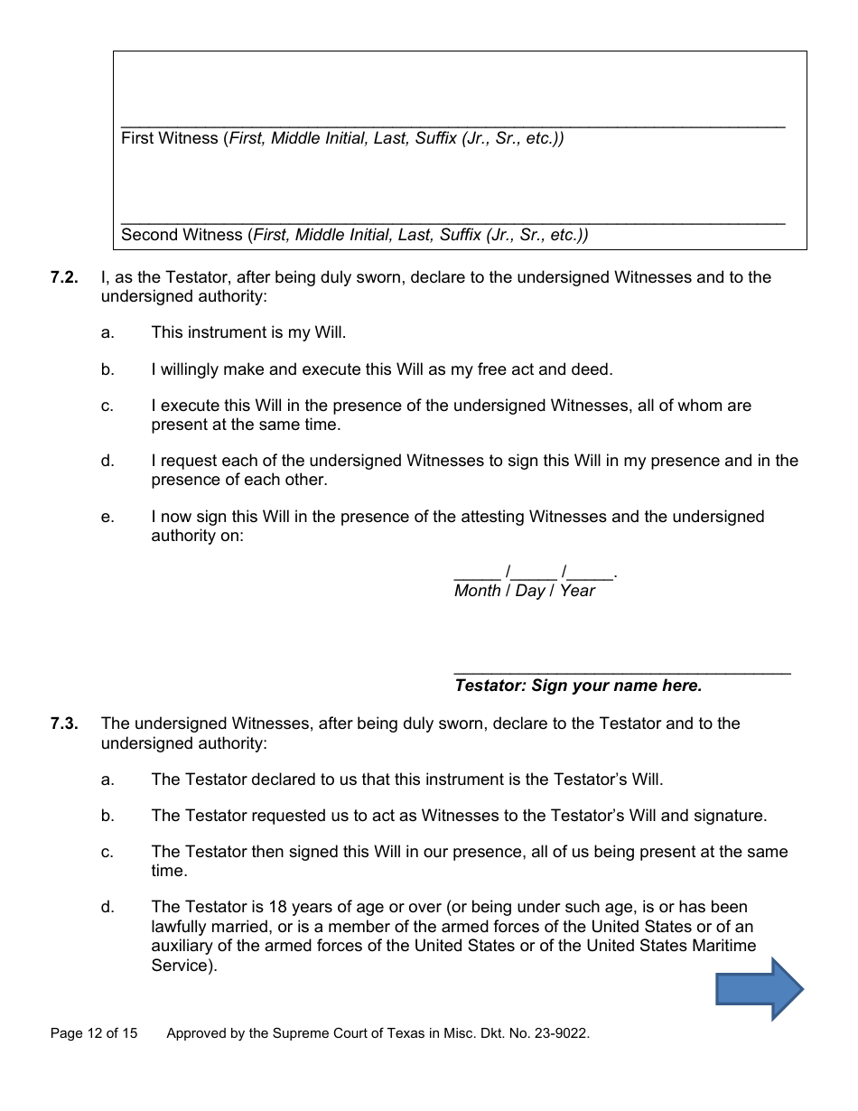 Will Form for a Person Who Is Single, Widowed, or Divorced and Does Not Have Children - Texas, Page 12