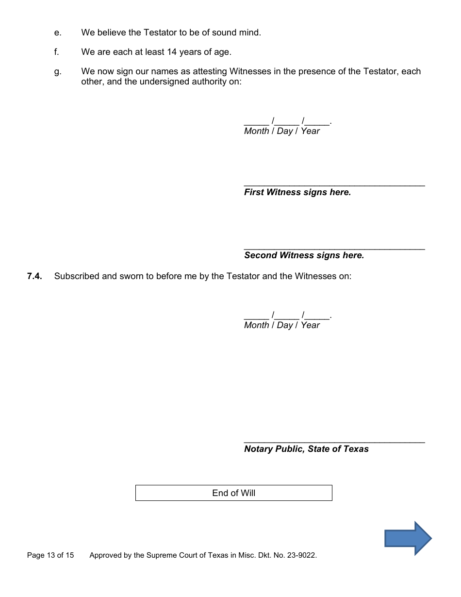 Will Form for a Person Who Is Single, Widowed, or Divorced and Does Not Have Children - Texas, Page 13