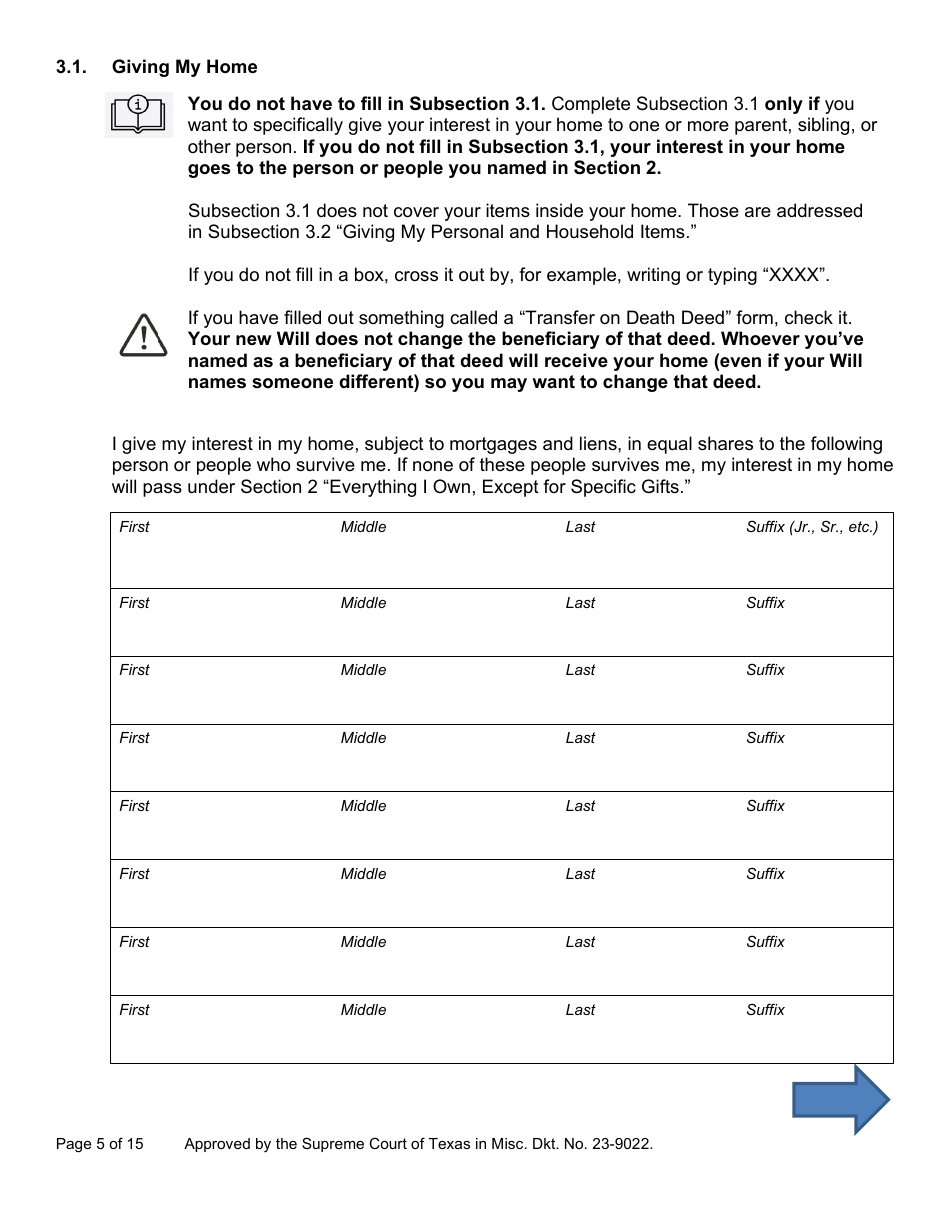 Will Form for a Person Who Is Single, Widowed, or Divorced and Does Not Have Children - Texas, Page 5