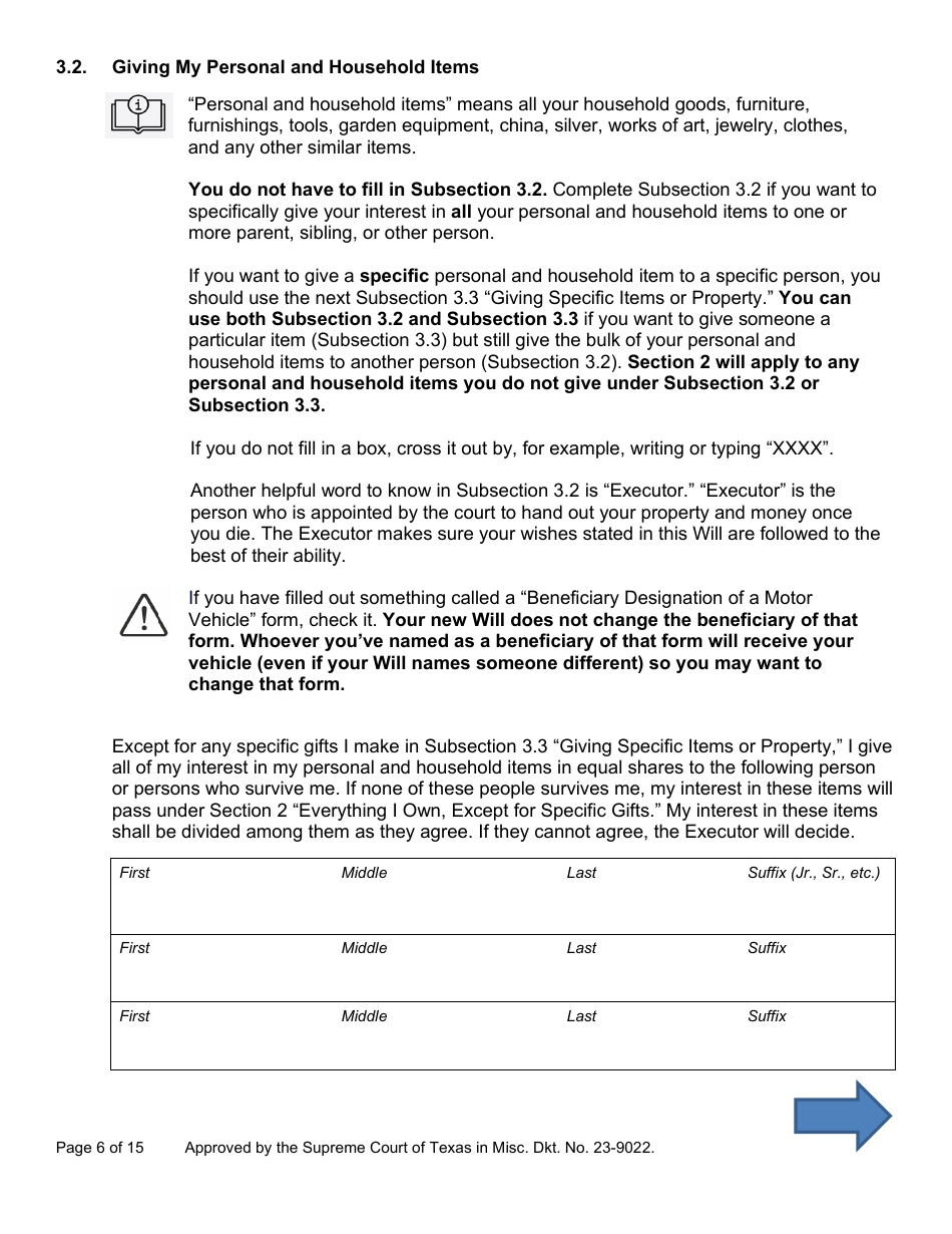 Will Form for a Person Who Is Single, Widowed, or Divorced and Does Not Have Children - Texas, Page 6