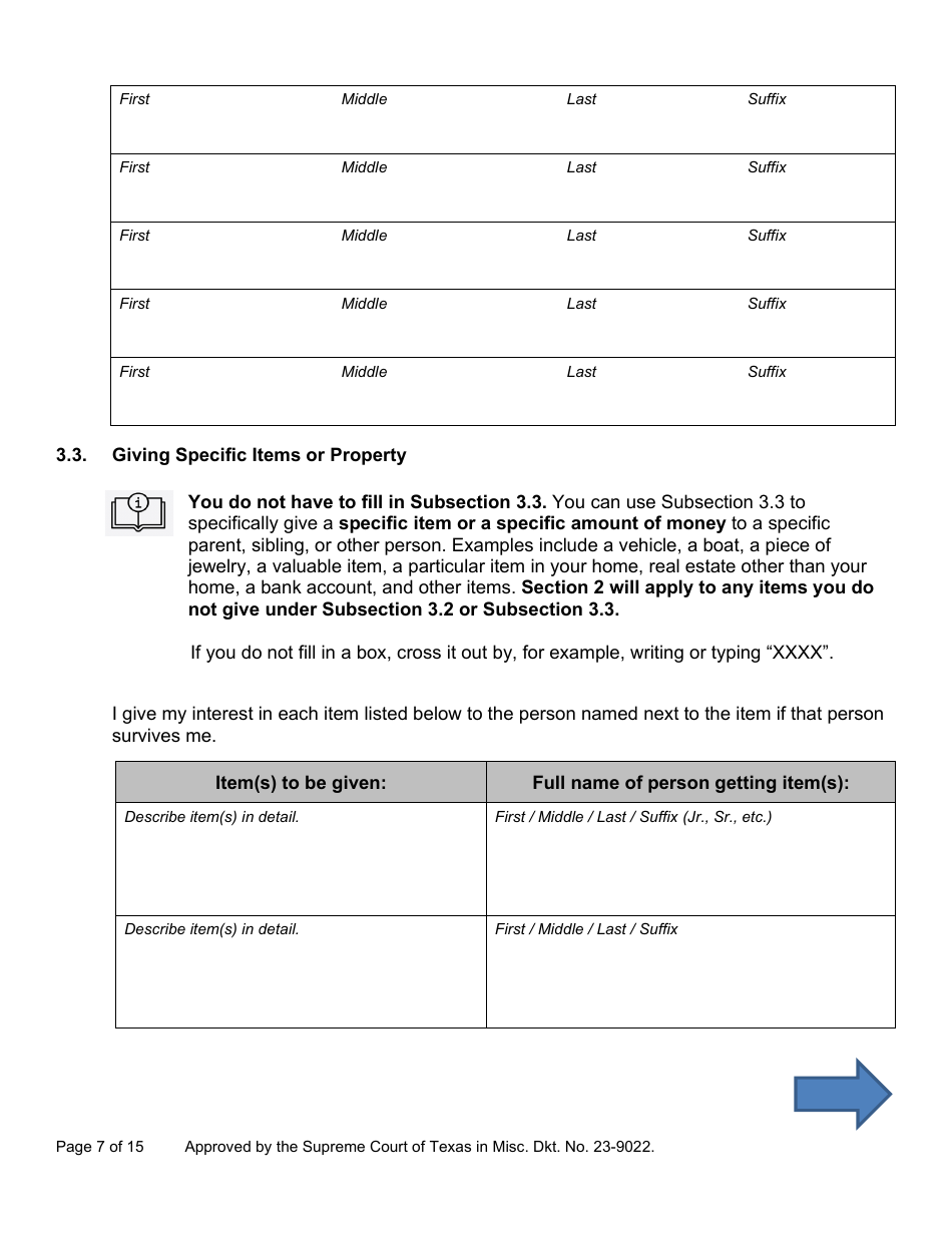 Will Form for a Person Who Is Single, Widowed, or Divorced and Does Not Have Children - Texas, Page 7