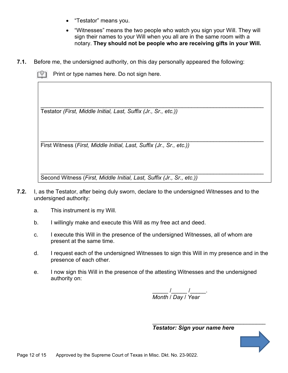 Will Form for a Married Person Who Does Not Have Children - Texas, Page 12