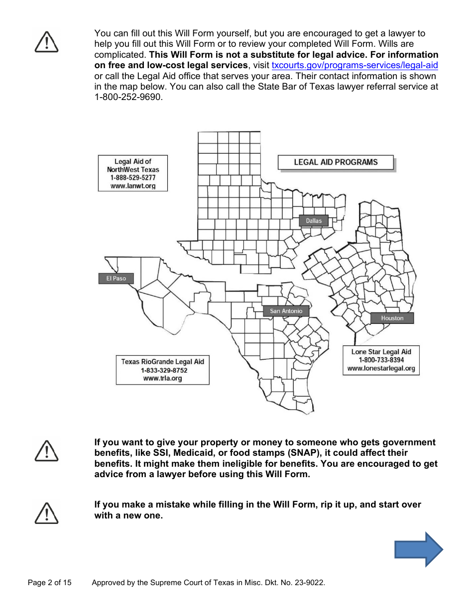 Will Form for a Married Person Who Does Not Have Children - Texas, Page 2