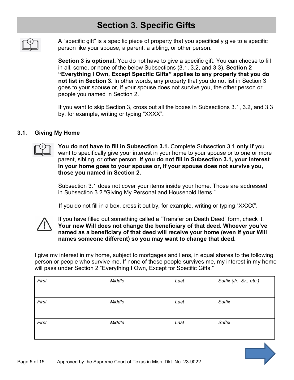 Will Form for a Married Person Who Does Not Have Children - Texas, Page 5