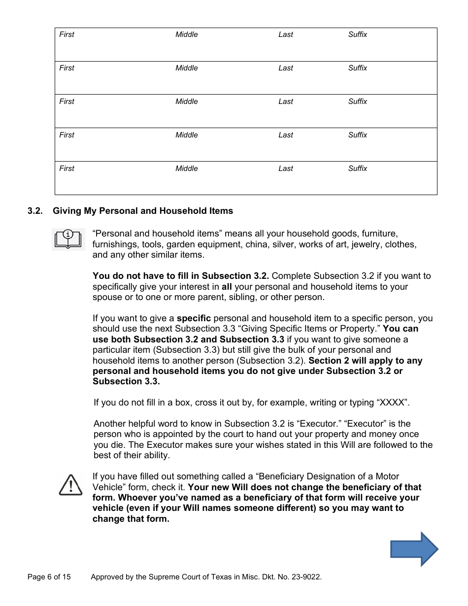 Will Form for a Married Person Who Does Not Have Children - Texas, Page 6