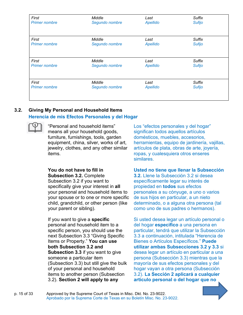 Will Form for a Married Person Who Has Children - Texas (English / Spanish), Page 15