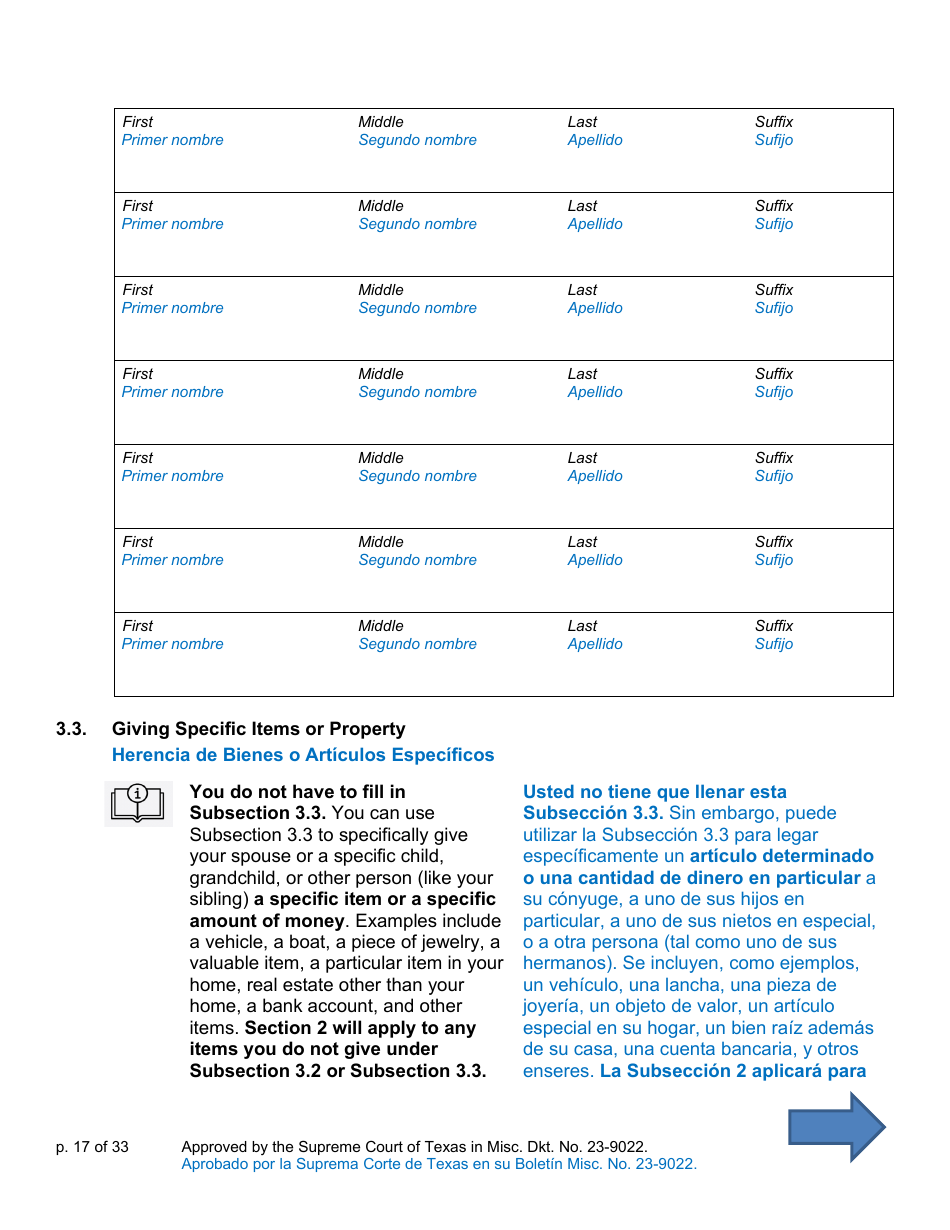 Will Form for a Married Person Who Has Children - Texas (English / Spanish), Page 17