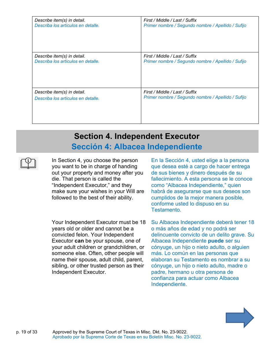 Will Form for a Married Person Who Has Children - Texas (English / Spanish), Page 19