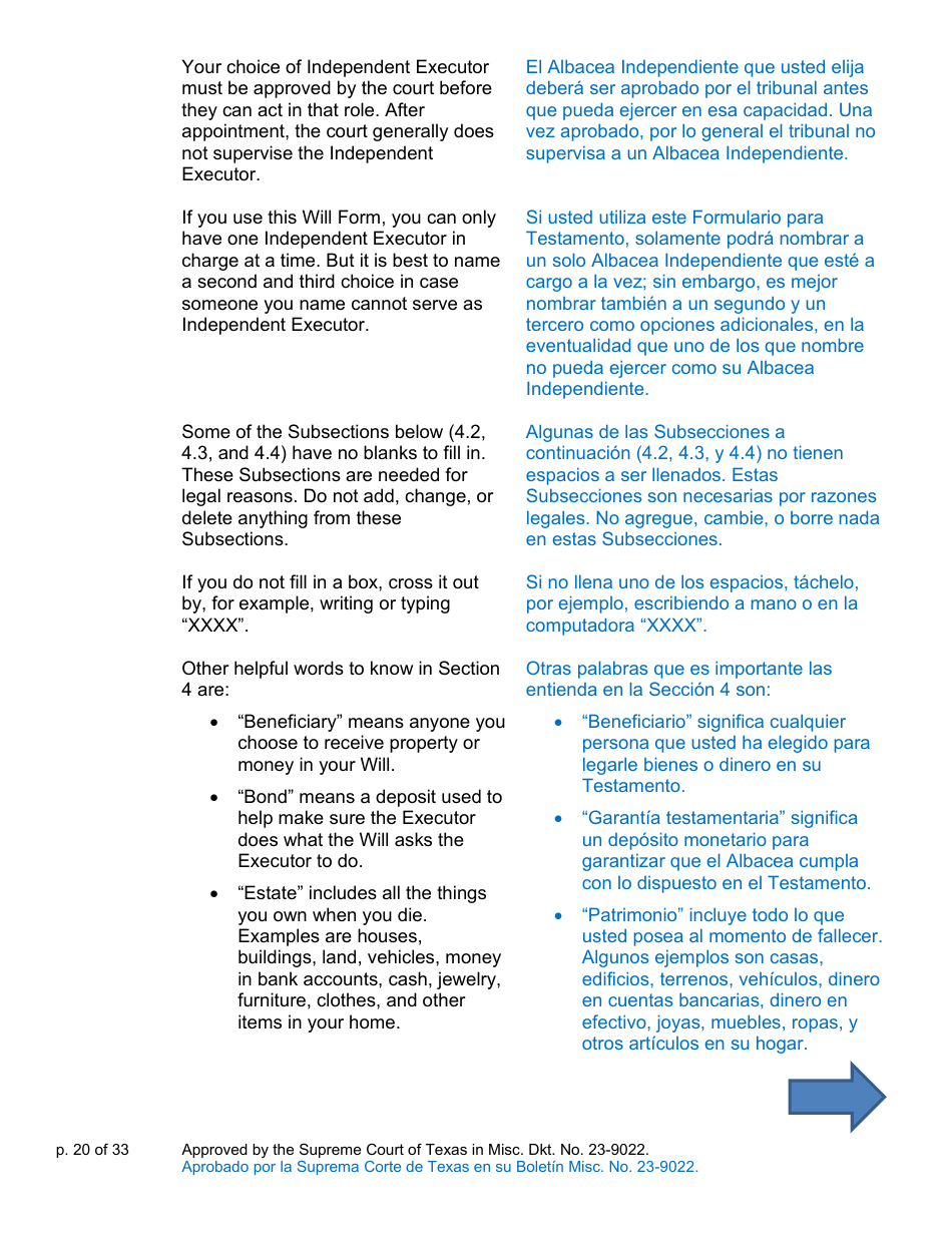 Will Form for a Married Person Who Has Children - Texas (English / Spanish), Page 20