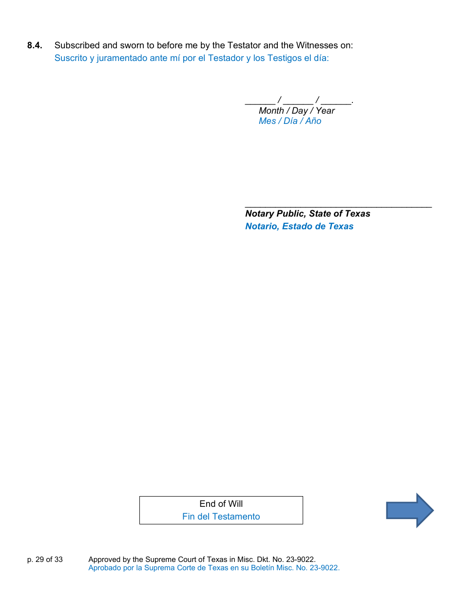 Will Form for a Married Person Who Has Children - Texas (English / Spanish), Page 29