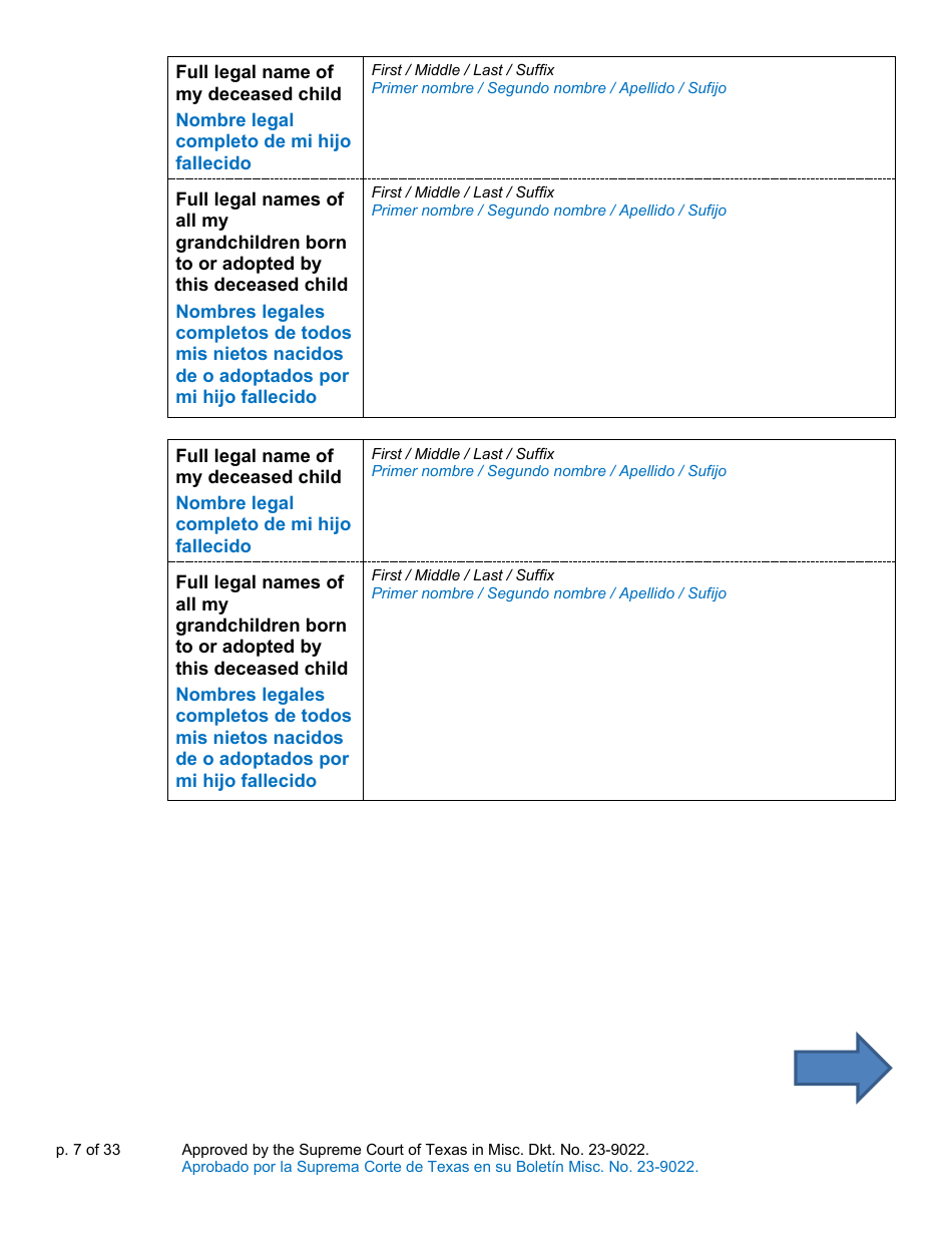 Will Form for a Married Person Who Has Children - Texas (English / Spanish), Page 7