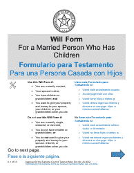 Document preview: Will Form for a Married Person Who Has Children - Texas (English/Spanish)