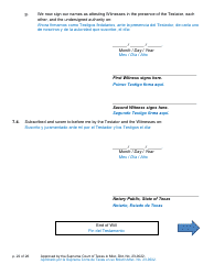 Will Form for a Married Person Who Does Not Have Children - Texas (English/Spanish), Page 22