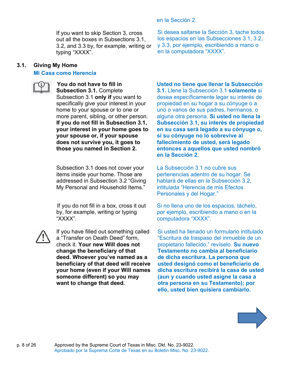 Will Form for a Married Person Who Does Not Have Children - Texas (English / Spanish), Page 8