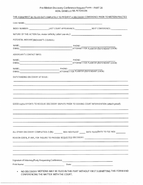Pre-motion Discovery Conference Request Form - Part 24 - Nassau County, New York